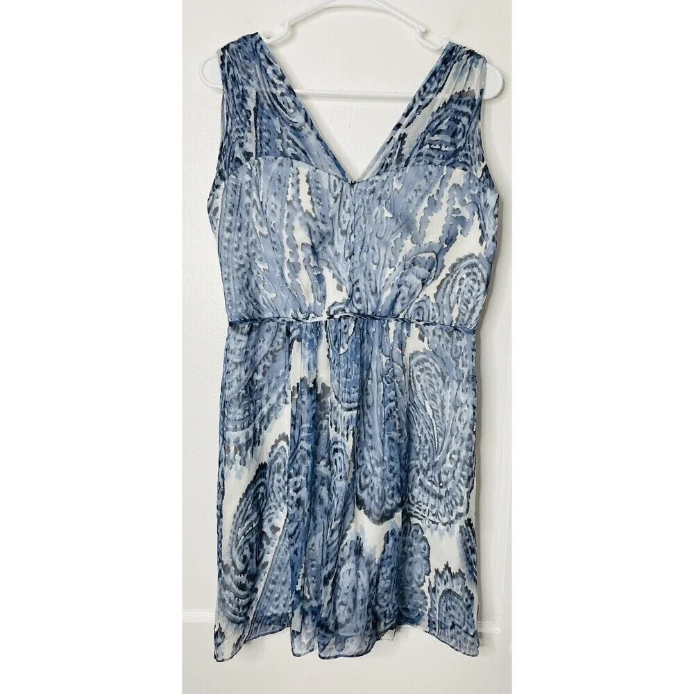 Milly Silk Dress 10 Floral Sheer Chiffon Flowy Thin Woven Pleated Delicate Boho